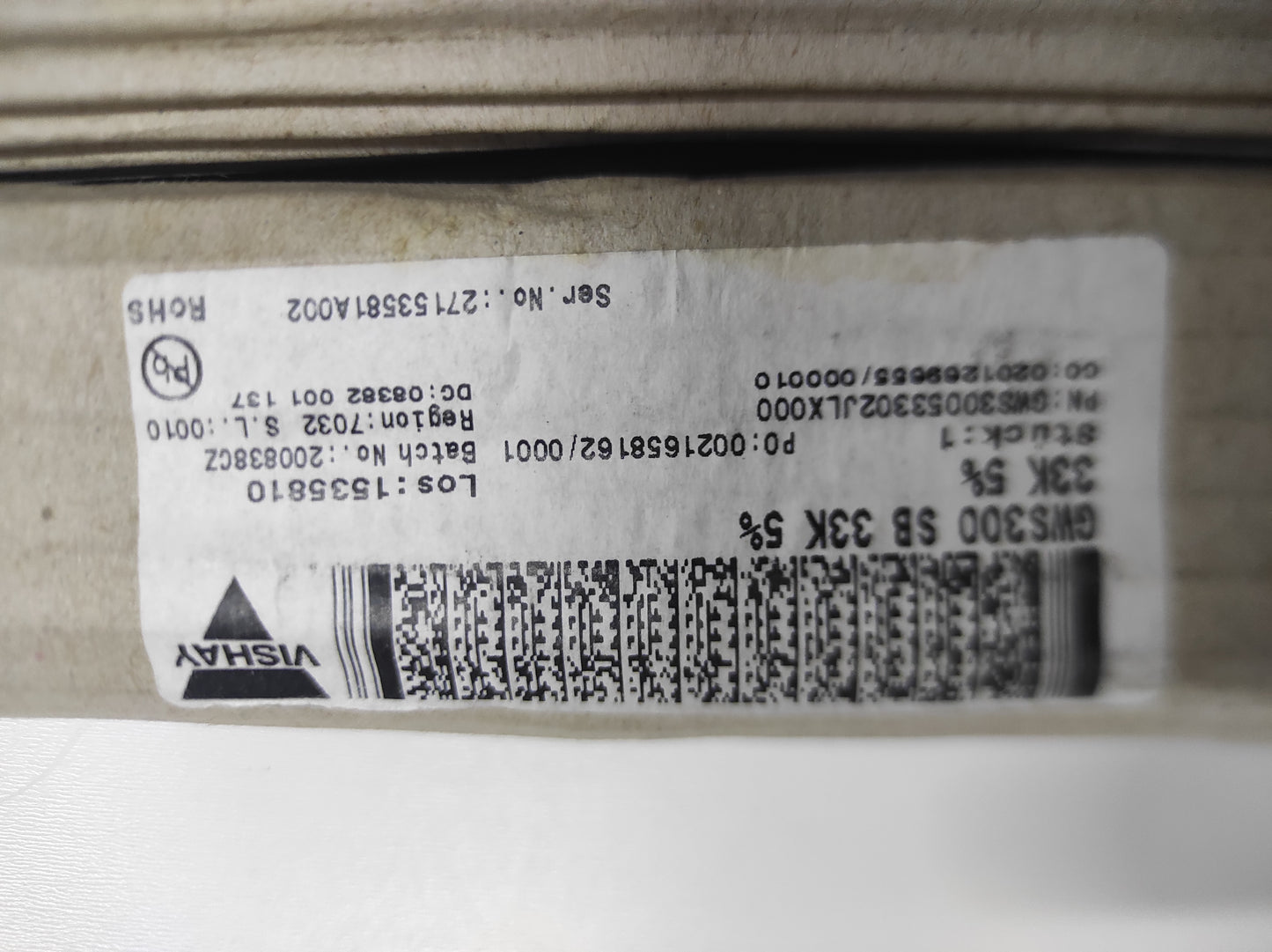 PIPE RESISTORS GWS30053302JLX000 33K VISHAY