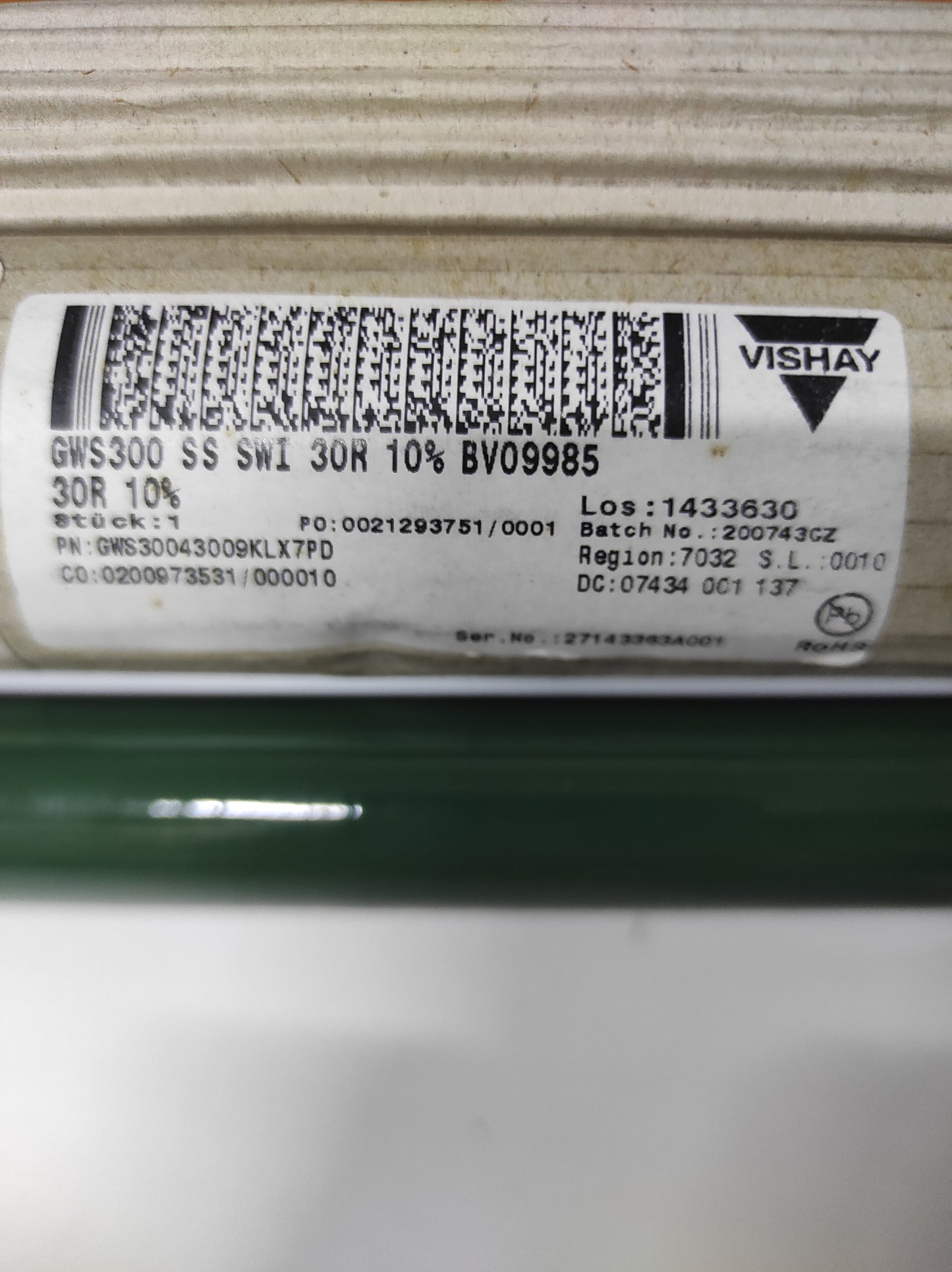 PIPE RESISTORS GWS30043009KLX7P0 30R VISHAY