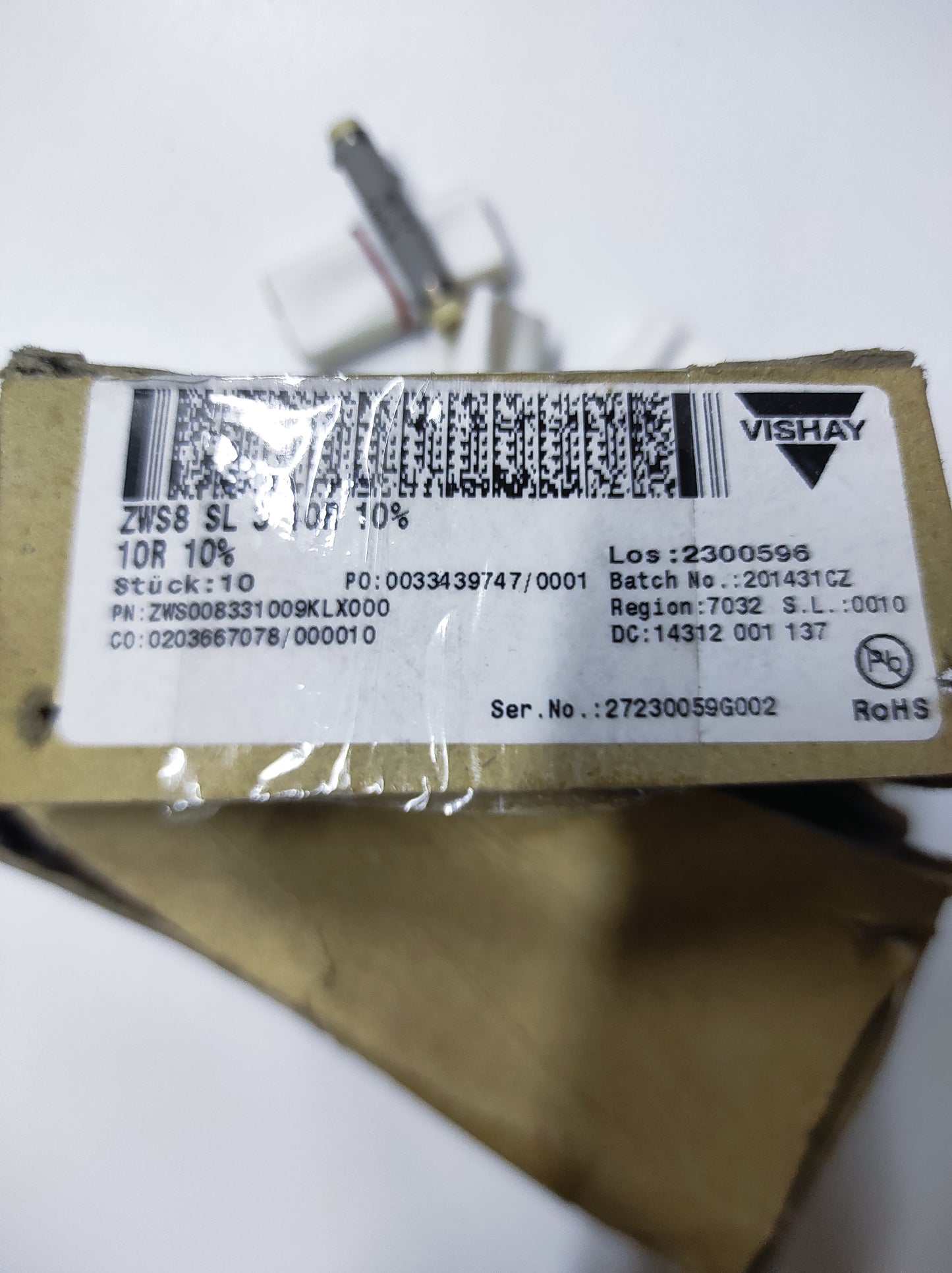 PIPE RESISTORS ZWS008331009KLX000 10R 8W VISHAY