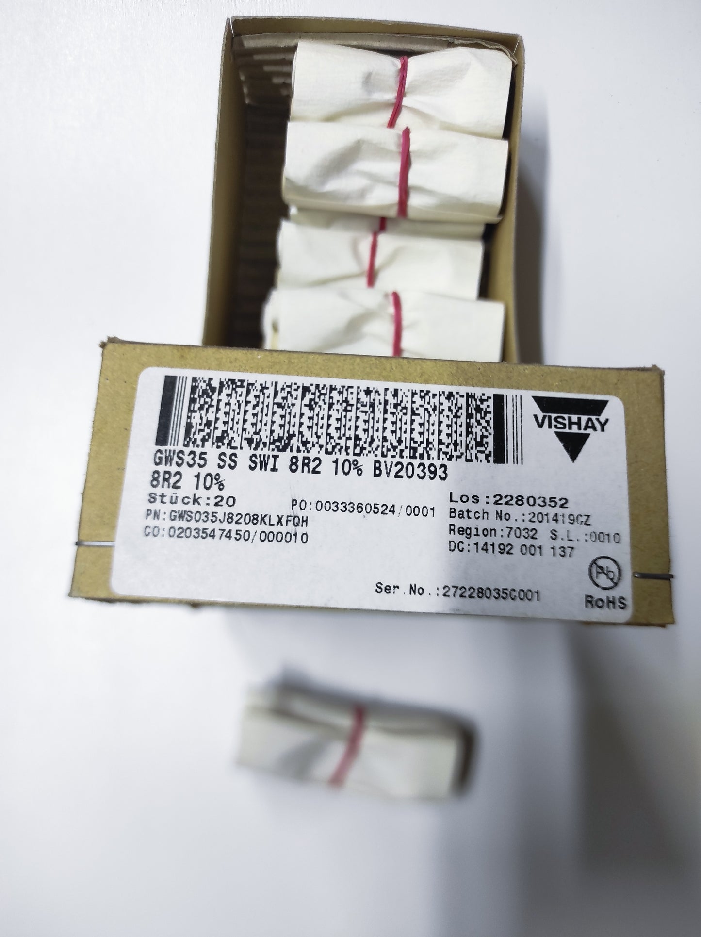 PIPE RESISTORS GWS035J8208KLXFQN 8R2 VISHAY